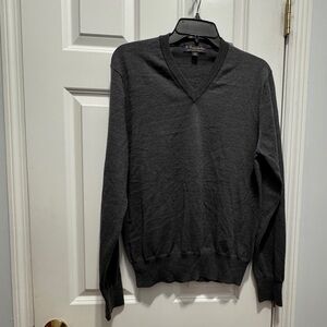 Brooks Brothers size m brookstretch merino wool gray v neck italy